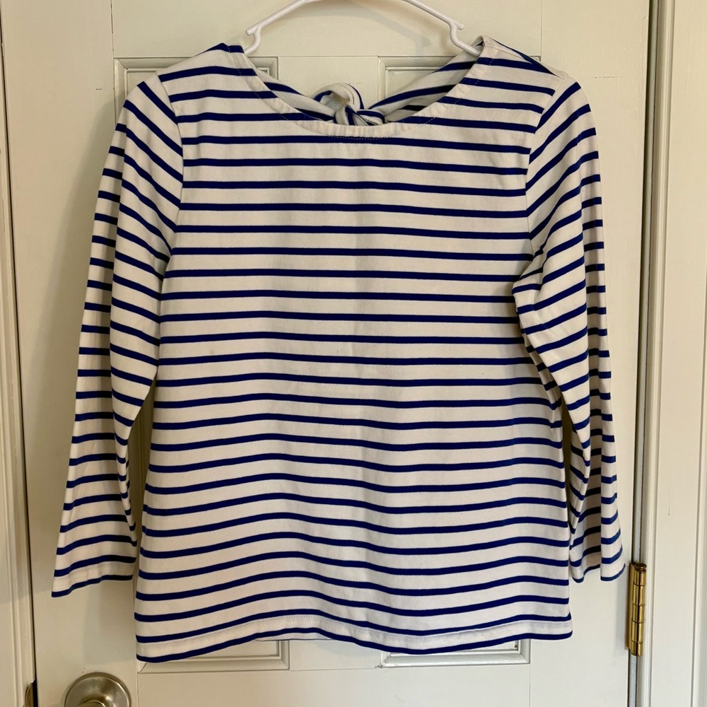 J.Crew Tie Back Mariner Top Striped Cotton Nautical Shirt Size S